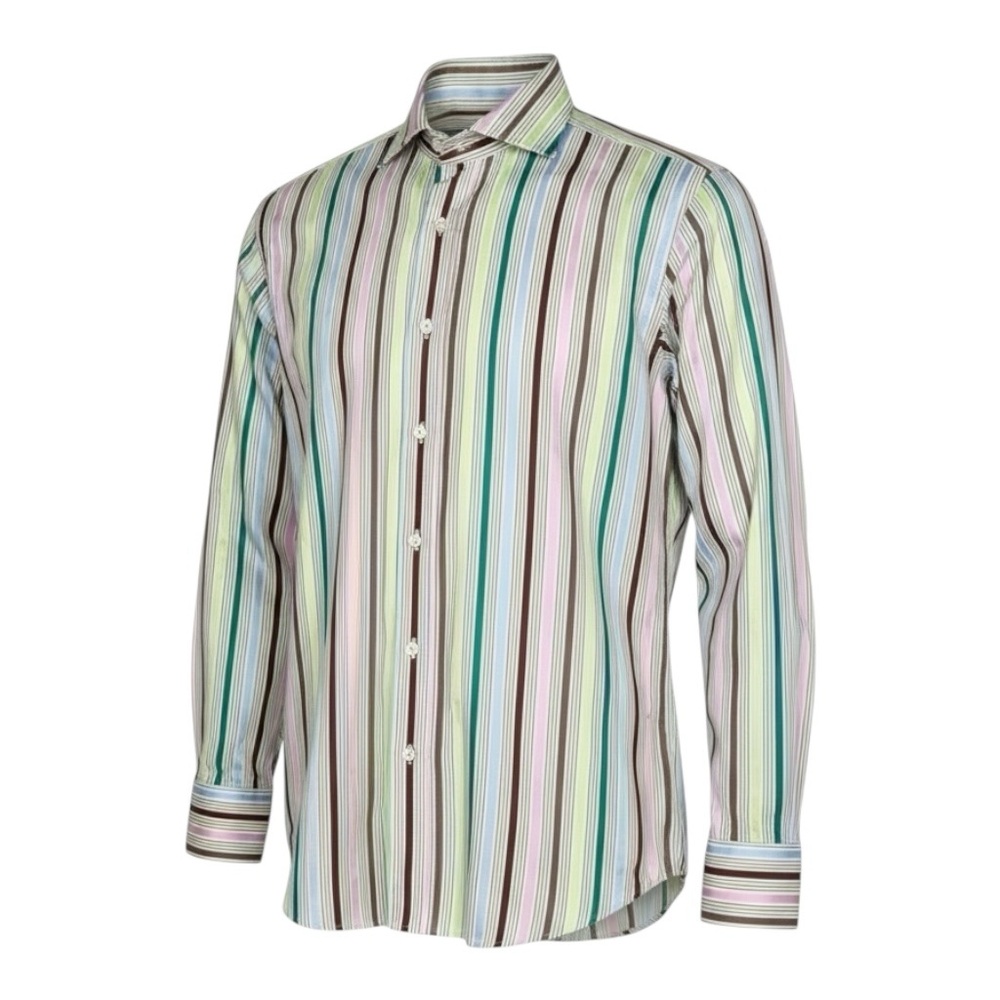 🎨💼 Etro Men’s Multicolor Striped Long Sleeve‎ Button-Up Shirt w/ Size 39 (L)